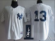 Wholesale Cheap Yankees #13 Alex Rodriguez White Autographed Stitched MLB Jersey