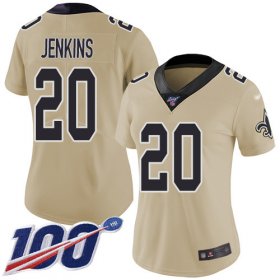 Wholesale Cheap Nike Saints #20 Janoris Jenkins Gold Women\'s Stitched NFL Limited Inverted Legend 100th Season Jersey