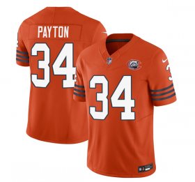 Men\'s Chicago Bears #34 Walter Payton Orange 2023 F.U.S.E. Throwback Limited Football Stitched Game Jersey