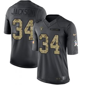 Wholesale Cheap Nike Raiders #34 Bo Jackson Black Men\'s Stitched NFL Limited 2016 Salute To Service Jersey