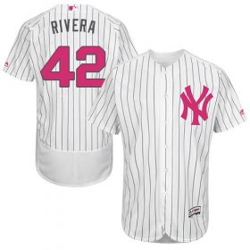 Wholesale Cheap Yankees #42 Mariano Rivera White Strip Flexbase Authentic Collection Mother\'s Day Stitched MLB Jersey