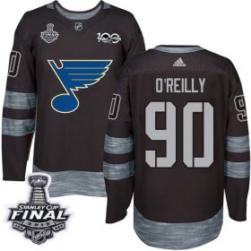 Wholesale Cheap Adidas Blues #90 Ryan O\'Reilly Black 1917-2017 100th Anniversary 2019 Stanley Cup Final Stitched NHL Jersey