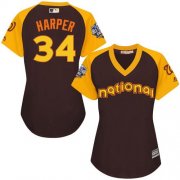 Wholesale Cheap Nationals #34 Bryce Harper Brown 2016 All-Star National League Women's Stitched MLB Jersey