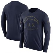 Wholesale Cheap Men's Los Angeles Chargers Nike Navy Salute to Service Sideline Legend Performance Long Sleeve T-Shirt