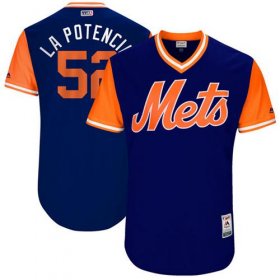 Wholesale Cheap Mets #52 Yoenis Cespedes Royal \"La Potencia\" Players Weekend Authentic Stitched MLB Jersey
