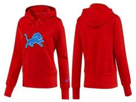Wholesale Cheap Women\'s Detroit Lions Logo Pullover Hoodie Red