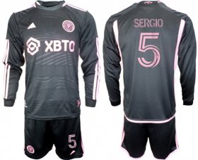 Cheap Men\'s Inter Miami CF #5 sergio 2023-24 Black Away Soccer Jersey Suit