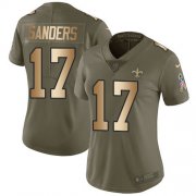 Wholesale Cheap Nike Saints #17 Emmanuel Sanders Olive/Gold Women's Stitched NFL Limited 2017 Salute To Service Jersey
