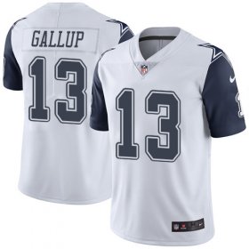 Wholesale Cheap Nike Cowboys #13 Michael Gallup White Men\'s Stitched NFL Limited Rush Jersey