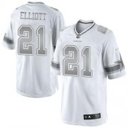 Wholesale Cheap Nike Cowboys #21 Ezekiel Elliott White Men's Stitched NFL Limited Platinum Jersey