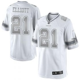 Wholesale Cheap Nike Cowboys #21 Ezekiel Elliott White Men\'s Stitched NFL Limited Platinum Jersey