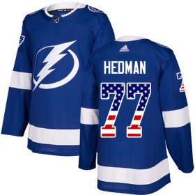 Wholesale Cheap Adidas Lightning #77 Victor Hedman Blue Home Authentic USA Flag Stitched Youth NHL Jersey