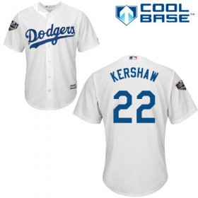 Wholesale Cheap Dodgers #22 Clayton Kershaw White New Cool Base 2018 World Series Stitched MLB Jersey