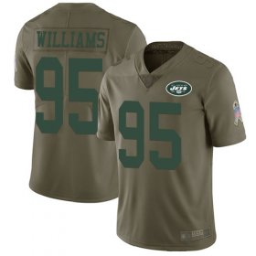 Wholesale Cheap Nike Jets #95 Quinnen Williams Olive Men\'s Stitched NFL Limited 2017 Salute To Service Jersey