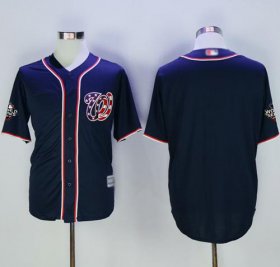 Wholesale Cheap Nationals Blank Navy Blue New Cool Base 2019 World Series Champions Stitched MLB Jersey