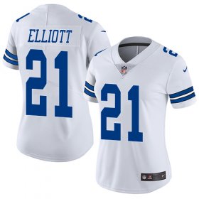 Wholesale Cheap Nike Cowboys #21 Ezekiel Elliott White Women\'s Stitched NFL Vapor Untouchable Limited Jersey