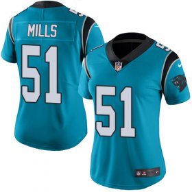Wholesale Cheap Nike Panthers #51 Sam Mills Blue Women\'s Stitched NFL Limited Rush Jersey