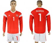 Wholesale Cheap Russia #1 Akinfeev Red Home Long Sleeves Soccer Country Jersey