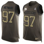 Wholesale Cheap Nike Steelers #97 Cameron Heyward Green Men's Stitched NFL Limited Salute To Service Tank Top Jersey