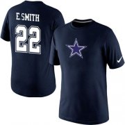 Wholesale Cheap Nike Dallas Cowboys #22 Emmitt Smith Name & Number NFL T-Shirt Blue