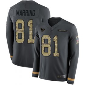 Wholesale Cheap Nike Texans #81 Kahale Warring Anthracite Salute to Service Men\'s Stitched NFL Limited Therma Long Sleeve Jersey