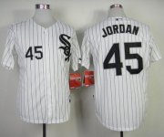Wholesale Cheap White Sox #45 Michael Jordan Stitched White Black Strip MLB Jersey
