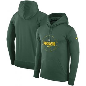 Wholesale Cheap Men\'s Green Bay Packers Nike Green Sideline Property Of Wordmark Logo Performance Pullover Hoodie