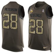 Wholesale Cheap Nike Vikings #28 Adrian Peterson Green Men's Stitched NFL Limited Salute To Service Tank Top Jersey
