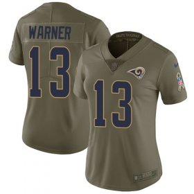 Wholesale Cheap Nike Rams #13 Kurt Warner Olive Women\'s Stitched NFL Limited 2017 Salute to Service Jersey