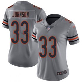 Wholesale Cheap Nike Bears #33 Jaylon Johnson Silver Women\'s Stitched NFL Limited Inverted Legend Jersey