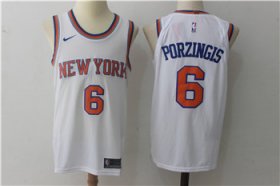 Wholesale Cheap Men\'s Nike New York Knicks #6 Kristaps Porzingis White Stitched NBA Jersey