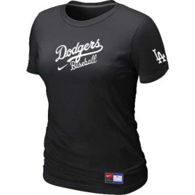 Wholesale Cheap Women\'s Los Angeles Dodgers Nike Short Sleeve Practice MLB T-Shirt Black