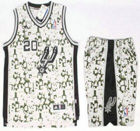 Wholesale Cheap San Antonio Spurs #20 Manu Ginobili Revolution 30 Swingman Grey Camo NBA Jerseys Shorts Suits