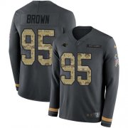 Wholesale Cheap Nike Panthers #95 Derrick Brown Anthracite Salute to Service Men's Stitched NFL Limited Therma Long Sleeve Jersey