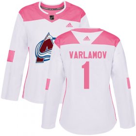 Wholesale Cheap Adidas Avalanche #1 Semyon Varlamov White/Pink Authentic Fashion Women\'s Stitched NHL Jersey