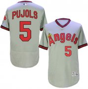 Wholesale Cheap Angels of Anaheim #5 Albert Pujols Grey Flexbase Authentic Collection Cooperstown Stitched MLB Jersey