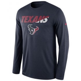 Wholesale Cheap Men\'s Houston Texans Nike Navy Legend Staff Practice Long Sleeves Performance T-Shirt