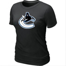 Wholesale Cheap Women\'s Vancouver Canucks Big & Tall Logo Black NHL T-Shirt