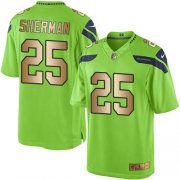 Wholesale Cheap Nike Seahawks #25 Richard Sherman Green Men's Stitched NFL Limited Gold Rush Jersey