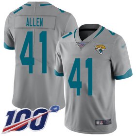 Wholesale Cheap Nike Jaguars #41 Josh Allen Silver Men\'s Stitched NFL Limited Inverted Legend 100th Season Jersey