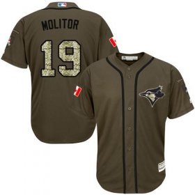 Wholesale Cheap Blue Jays #19 Paul Molitor Green Salute to Service Stitched Youth MLB Jersey