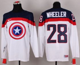 Wholesale Cheap Olympic Team USA #28 Blake Wheeler White Captain America Fashion Stitched NHL Jersey