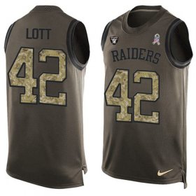 Wholesale Cheap Nike Raiders #42 Ronnie Lott Green Men\'s Stitched NFL Limited Salute To Service Tank Top Jersey