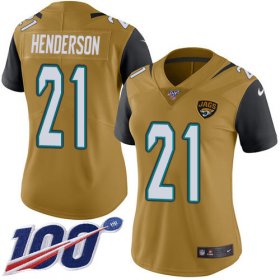 Wholesale Cheap Nike Jaguars #21 C.J. Henderson Gold Women\'s Stitched NFL Limited Rush 100th Season Jersey