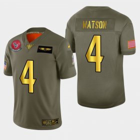 Wholesale Cheap Nike Texans #4 Deshaun Watson Men\'s Olive Gold 2019 Salute to Service NFL 100 Limited Jersey
