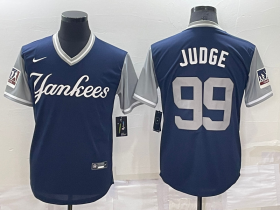 Wholesale Cheap Men\'s New York Yankees #99 Aaron Judge Judge Navy LLWS Players Weekend Stitched Nickname Nike Jersey