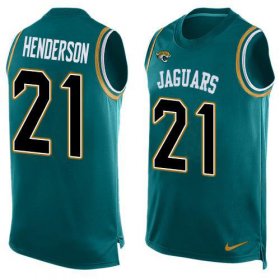 Wholesale Cheap Nike Jaguars #21 C.J. Henderson Teal Green Team Color Men\'s Stitched NFL Limited Tank Top Jersey