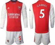 Wholesale Cheap Men 2021-2022 Club Arsenal home red Long Sleeve 5 Soccer Jersey