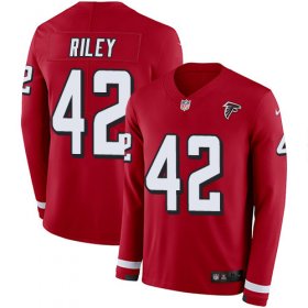Wholesale Cheap Nike Falcons #42 Duke Riley Red Team Color Men\'s Stitched NFL Limited Therma Long Sleeve Jersey