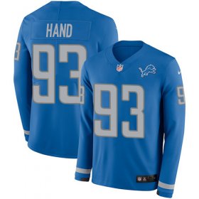 Wholesale Cheap Nike Lions #93 Da\'Shawn Hand Blue Team Color Men\'s Stitched NFL Limited Therma Long Sleeve Jersey